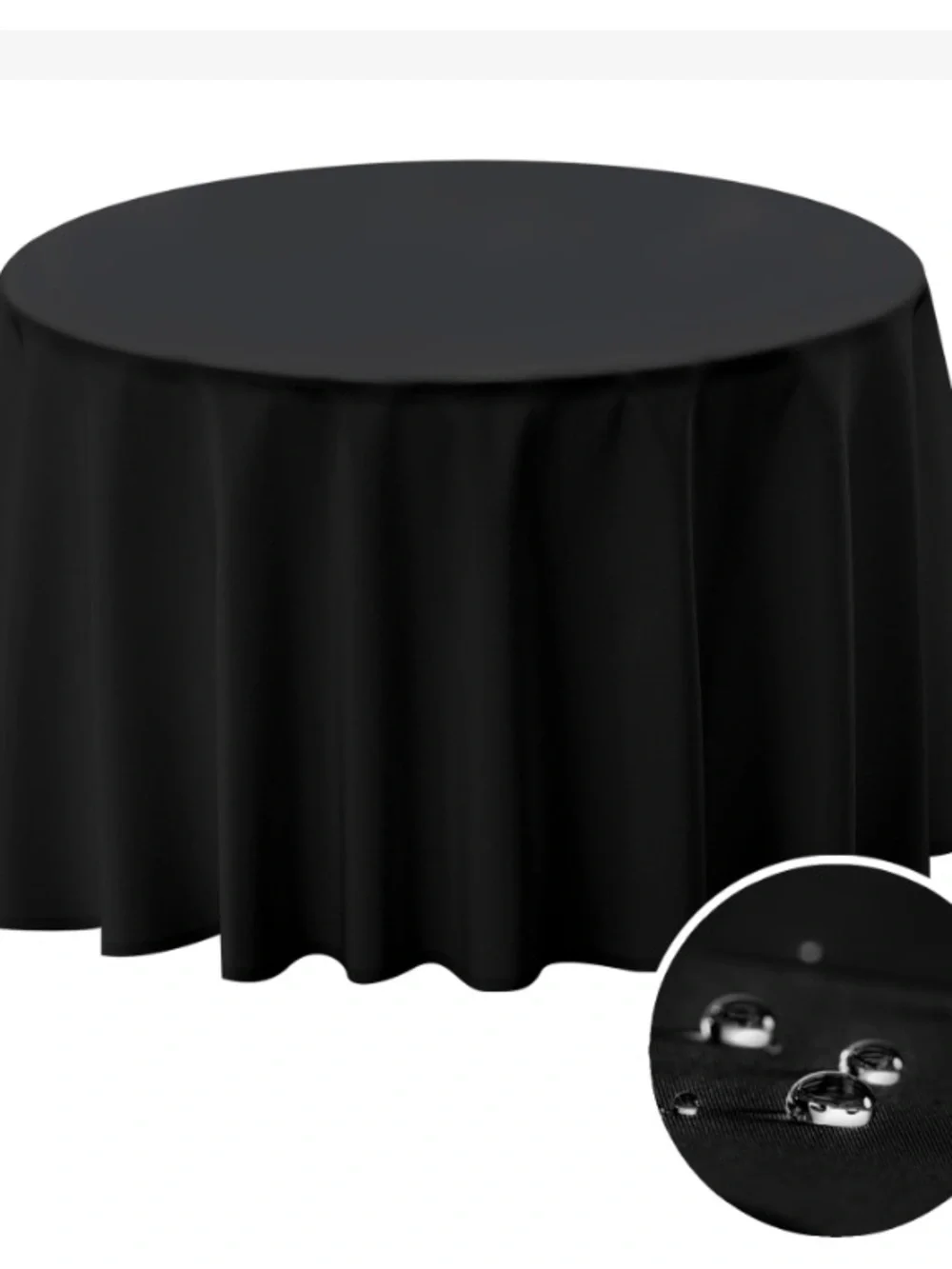 CLASSIC POLYESTER Wrinkle-Free TABLECLOTH 60” Round BLACK